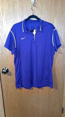 Women’s Nike Dri-FIT Short Sleeve Golf Polo Shirt Purple White Piping XXL